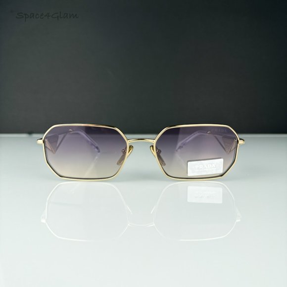 Prada Women Sunglasses Gold Gradient Blue Mirror Geometric PRA51S ZVN30C NEW main image 9